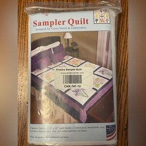 Jack Dempsey Stamped Flowers Sampler Quilt Blocks 741-12, 18"X18" 12/Pkg